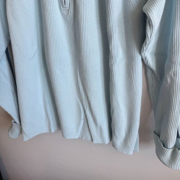 Daisy Fuentes Womens Blue Ribbed Knit Quarter Zip Sweater 1X Cuffed Hem - Picture 4 of 13